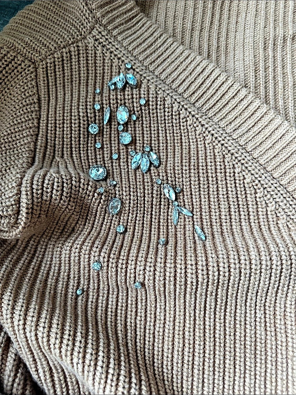 self-portrait Camel Crystal Embellished Cardigan Brown - Picture 3 of 4